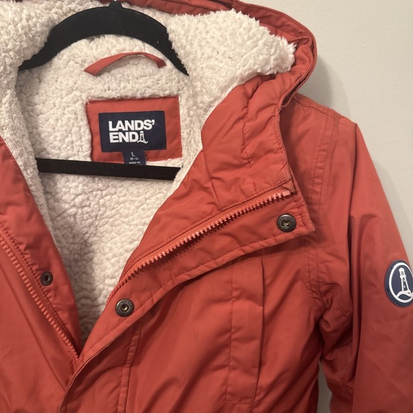 Lands' End Youth Expedition Winter Down Parka Fleece Lined Large 10-12 - Picture 2 of 5